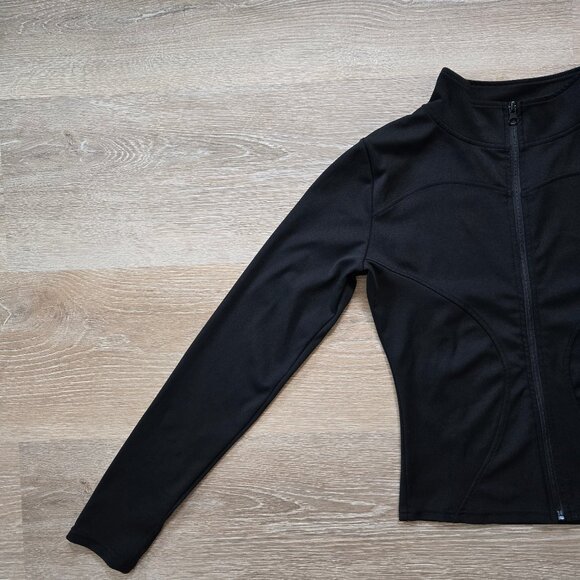 High-Stretch Zip-Up Workout Jacket with Thumb Holes - Size S - Black - Athletic - Picture 5 of 12